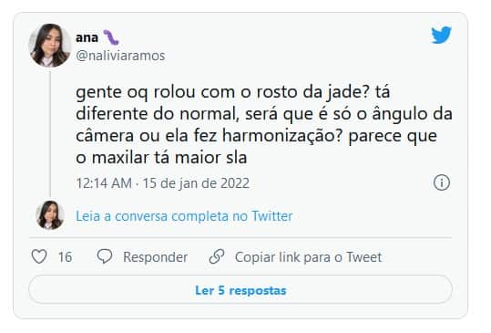 Internautas criticaram mudanças em Jade Picon (Foto: Reprodução / Internet) Internautas criticaram mudanças em Jade Picon (Foto: Reprodução / Internet)