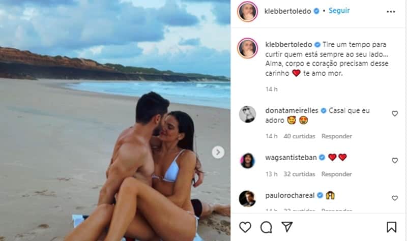 Klebber Toledo publicou várias fotos com a amada em momento íntimo (Foto: Instagram/ Reprodução) Klebber Toledo publicou várias fotos com a amada em momento íntimo (Foto: Instagram/ Reprodução)