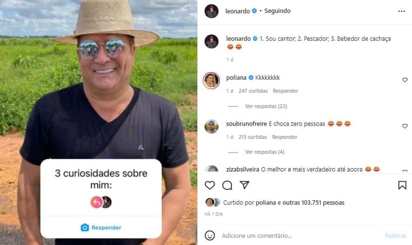 Leonardo revelou algumas curiosidades a seu respeito (Foto: Reprodução/ Instagram) Leonardo revelou algumas curiosidades a seu respeito (Foto: Reprodução/ Instagram)
