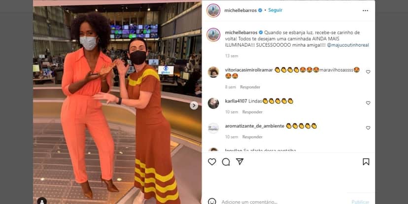 Discreta, Michelle Barros, substituta de Bocardi, expõe relação com jornalista da Globo e confirma: "Minha" Discreta, Michelle Barros, substituta de Bocardi, expõe relação com jornalista da Globo e confirma: "Minha"