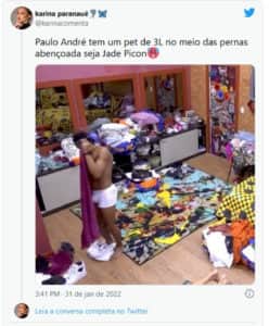 Volume na cueca branca de Paulo André chamou a atenção (Foto: Reprodução / Twitter) Volume na cueca branca de Paulo André chamou a atenção (Foto: Reprodução / Twitter)