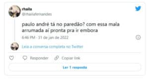 Internautas brincaram com o volume na cueca do participante do BBB22 (Foto: Reprodução / Twitter) Internautas brincaram com o volume na cueca do participante do BBB22 (Foto: Reprodução / Twitter)