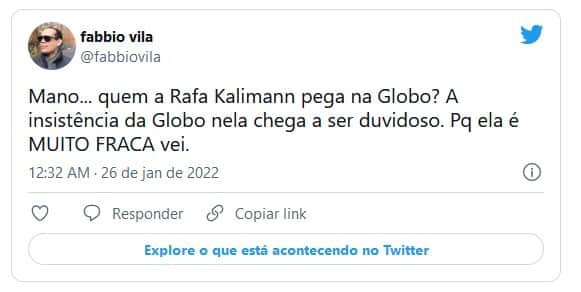 Web reagiu a atuação de Rafa Kalliman negativamente (Foto: Reprodução / Twitter) Web reagiu a atuação de Rafa Kalliman negativamente (Foto: Reprodução / Twitter)
