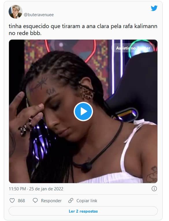 A web relembrou Ana Clara no comando da Rede BBB (Foto: Reprodução / Twitter) A web relembrou Ana Clara no comando da Rede BBB (Foto: Reprodução / Twitter)