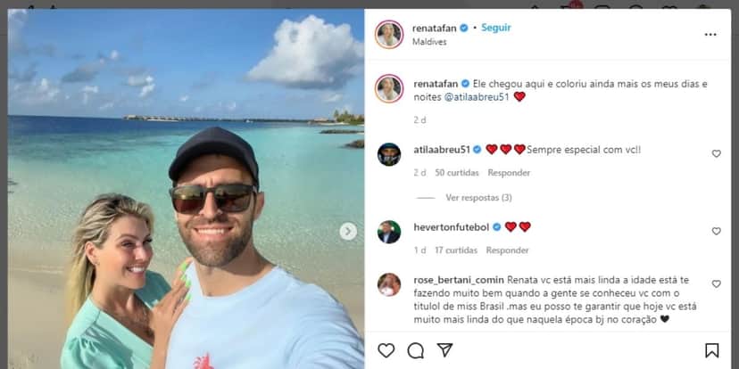 Fora do ar na Band, Renata Fan assume relação e expõe grande amor: "Chegou e coloriu meus dias e noites" Fora do ar na Band, Renata Fan assume relação e expõe grande amor: "Chegou e coloriu meus dias e noites"