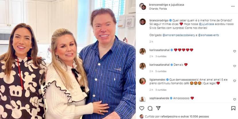 Silvio Santos recebeu uma surpresa ao lado de Patrícia Abravanel (Foto: Reprodução/Instagram) Silvio Santos recebeu uma surpresa ao lado de Patrícia Abravanel (Foto: Reprodução/Instagram)