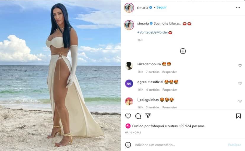 Simaria sensualiza em foto na praia - Foto: Reprodução Simaria sensualiza em foto na praia - Foto: Reprodução
