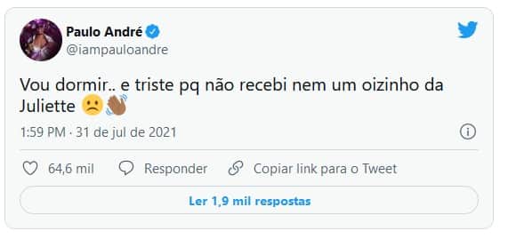 Paulo André demonstra interesse em Juliette (Foto: Reprodução / Internet) Paulo André demonstra interesse em Juliette (Foto: Reprodução / Internet)