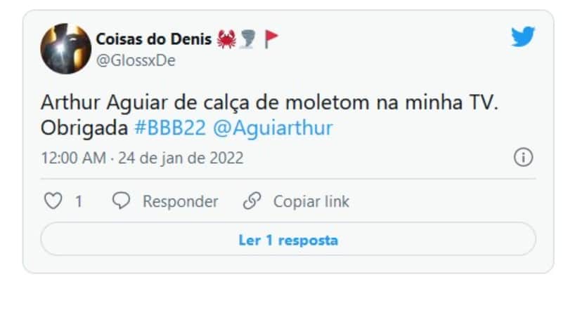 Internautas foram a loucura com o 'volume' de Arthur (Foto: Reprodução / Twitter) Internautas foram a loucura com o 'volume' de Arthur (Foto: Reprodução / Twitter)