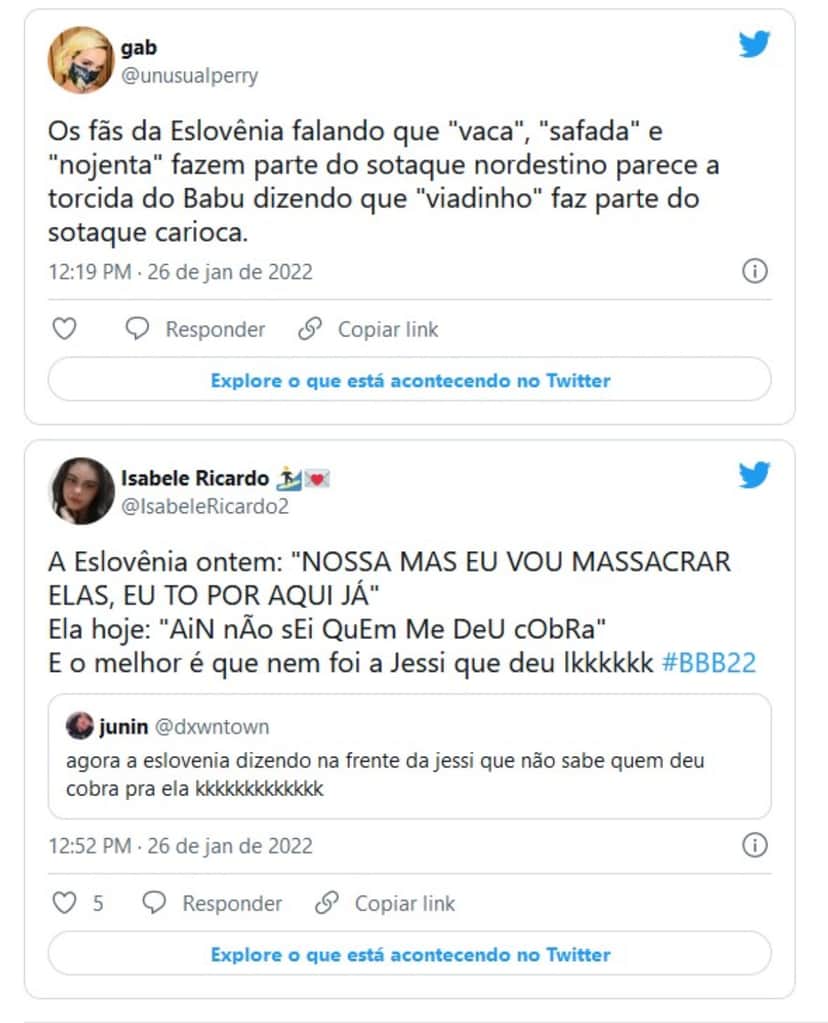 Internautas reagiram aos emojis negativos de Eslô (Foto: Reprodução / Twitter) Internautas reagiram aos emojis negativos de Eslô (Foto: Reprodução / Twitter)