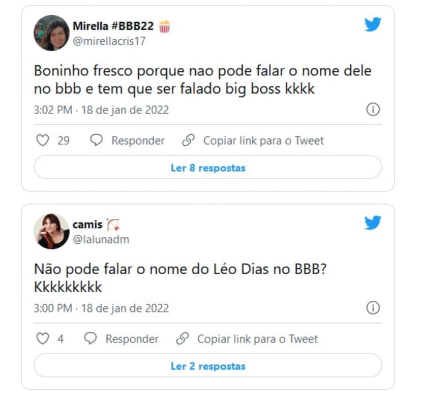 Internautas passaram a especular o nome vetado pela produção do BBB22 (Foto: Reprodução / Internet) Internautas passaram a especular o nome vetado pela produção do BBB22 (Foto: Reprodução / Internet)