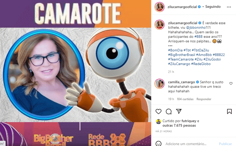 Camila Camargo ficou sem reação com brincadeira de Zilu Godói (Foto: Reprodução) Camila Camargo ficou sem reação com brincadeira de Zilu Godói (Foto: Reprodução)