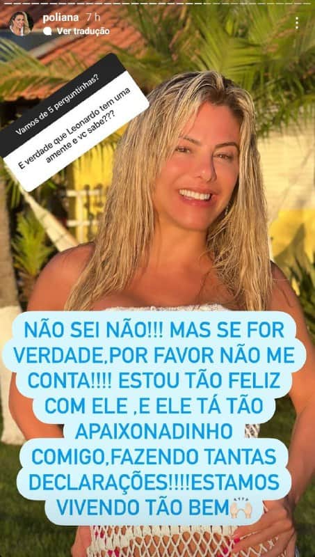 Poliana Rocha falou de sua relação com Leonardo (Foto: Reprodução) Poliana Rocha falou de sua relação com Leonardo (Foto: Reprodução)