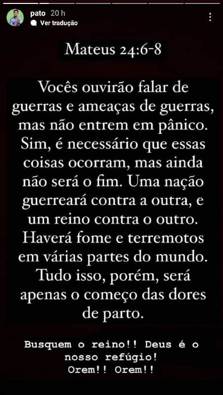 Alexandre Pato postou trecho da bíblia (Foto: Reprodução/ Instagram) Alexandre Pato postou trecho da bíblia (Foto: Reprodução/ Instagram)