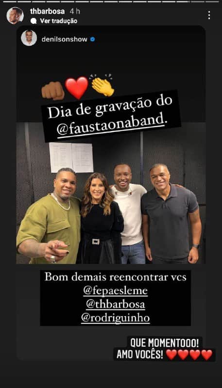 Thiaguinho surgiu nas redes sociais se declarando para Denílson, Rodriguinho e Fernanda Paes Leme (Foto: Reprodução) Thiaguinho surgiu nas redes sociais se declarando para Denílson, Rodriguinho e Fernanda Paes Leme (Foto: Reprodução)