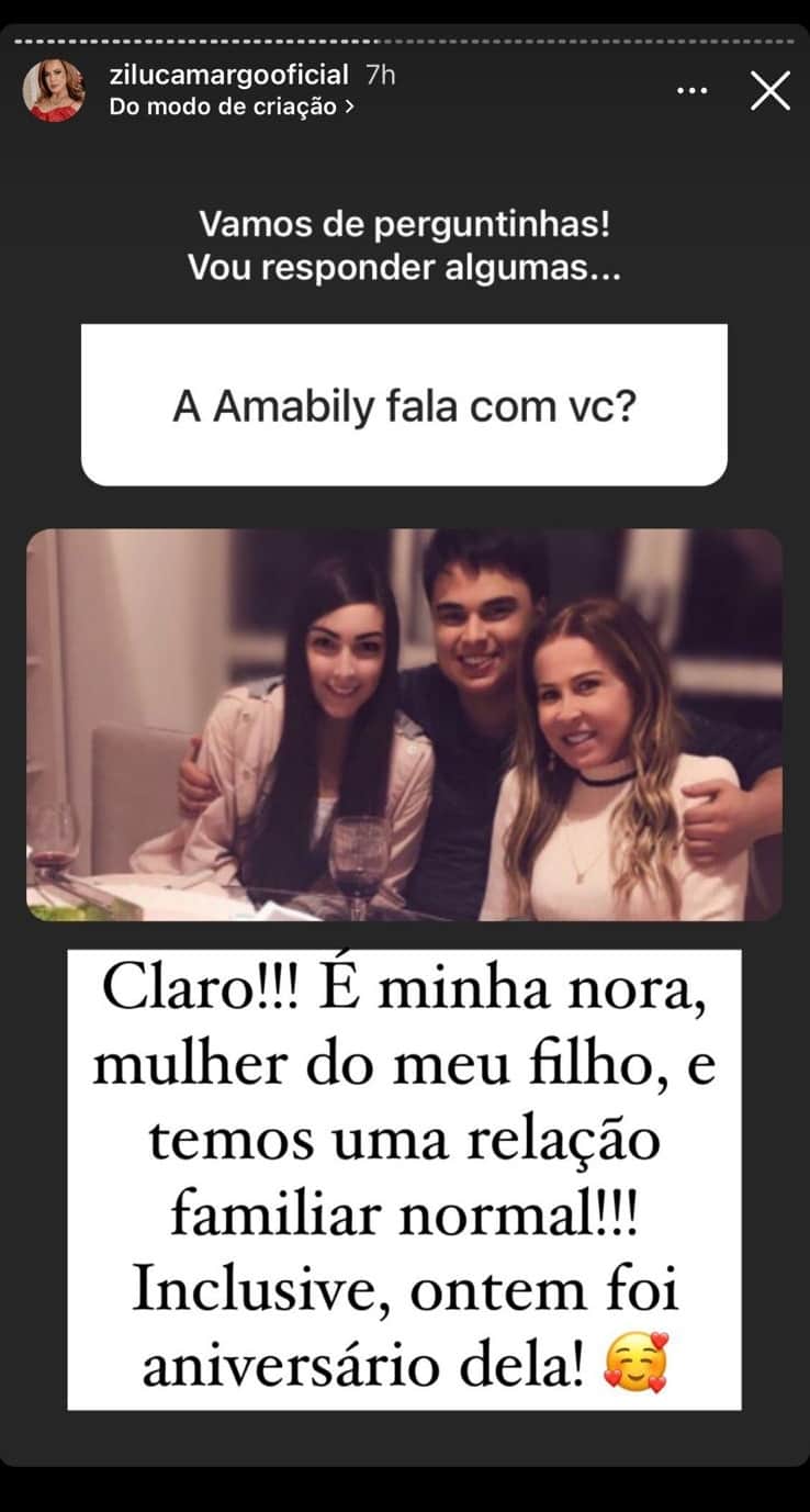 Stories de Zilu Camargo (Foto: Reprodução/ Instagram) Stories de Zilu Camargo (Foto: Reprodução/ Instagram)