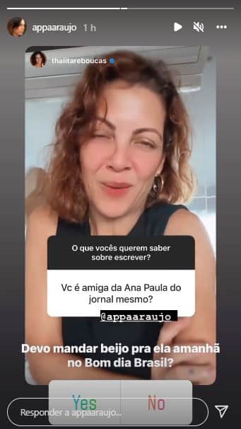 Ana Paula Araújo recebeu recado de amiga e até pedido de casamento (Foto: Reprodução) Ana Paula Araújo recebeu recado de amiga e até pedido de casamento (Foto: Reprodução)