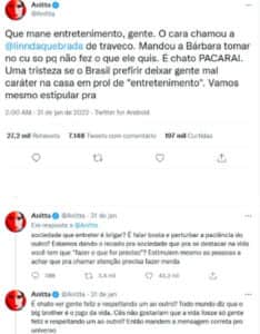 Anitta se posicionou contrária a permanência de Rodrigo no BBB22 (Foto: Reprodução / Twitter) Anitta se posicionou contrária a permanência de Rodrigo no BBB22 (Foto: Reprodução / Twitter)