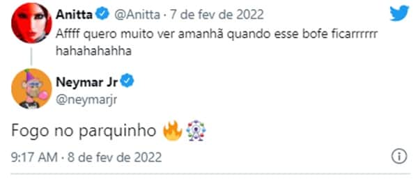 Neymar Jr. responde Anitta e revela favorito (Reprodução/ Twitter) Neymar Jr. responde Anitta e revela favorito (Reprodução/ Twitter)