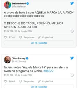 Web reagiu ao deboche de Tadeu para a equipe de Jade (Foto: Reprodução / Twitter) Web reagiu ao deboche de Tadeu para a equipe de Jade (Foto: Reprodução / Twitter)