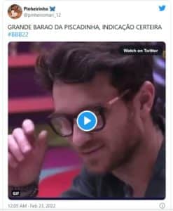 Internautas reagiram ao fato do líder ter indicado Brunna e ela ter sido eliminada (Foto: Reprodução / Twitter) Internautas reagiram ao fato do líder ter indicado Brunna e ela ter sido eliminada (Foto: Reprodução / Twitter)