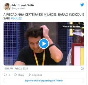 Internautas reagiram ao fato do líder ter indicado Brunna e ela ter sido eliminada (Foto: Reprodução / Twitter) Internautas reagiram ao fato do líder ter indicado Brunna e ela ter sido eliminada (Foto: Reprodução / Twitter)
