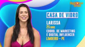 Larissa é a nova integrante do BBB22 (Foto: Reprodução / Globoplay) Larissa é a nova integrante do BBB22 (Foto: Reprodução / Globoplay)
