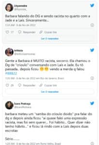 Web reagiu ao ataque racismo de Bárbara no BBB22 (Foto: Reprodução / Twitter) Web reagiu ao ataque racismo de Bárbara no BBB22 (Foto: Reprodução / Twitter)