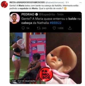 ⠀ Web pede expulsão de Maria por agredir Natália no Jogo da Discórdia (Foto: Reprodução /Twitter) ⠀ Web pede expulsão de Maria por agredir Natália no Jogo da Discórdia (Foto: Reprodução /Twitter)