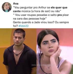 Web reagiu as falas de Jade Picon contra Arthur (Foto: Reprodução / Instagram) Web reagiu as falas de Jade Picon contra Arthur (Foto: Reprodução / Instagram)
