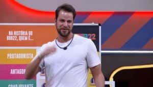 Gustavo no Jogo da Discórdia de 28/2 (Foto: Reprodução / Globoplay) Gustavo no Jogo da Discórdia de 28/2 (Foto: Reprodução / Globoplay)