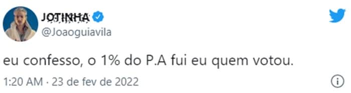 Jotinha faz deboche no microblog (Reprodução/ Twitter) Jotinha faz deboche no microblog (Reprodução/ Twitter)