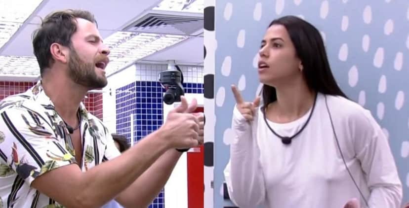 Gustavo e Larissa se desentenderam e discutiram pela manhã no BBB22 (Foto: Reprodução / Globoplay) Gustavo e Larissa se desentenderam e discutiram pela manhã no BBB22 (Foto: Reprodução / Globoplay)