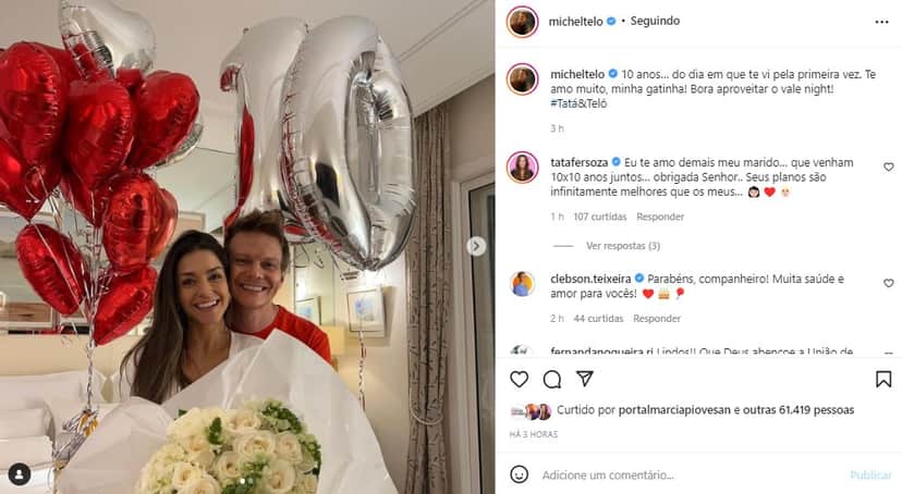 Michel Teló e Thais Fersoza comemoram 10 anos juntos (Foto: Reprodução/ Instagram) Michel Teló e Thais Fersoza comemoram 10 anos juntos (Foto: Reprodução/ Instagram)