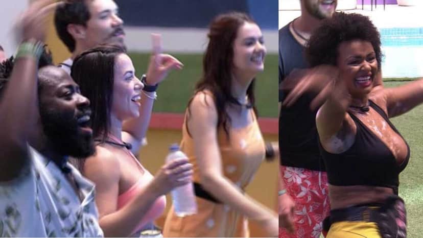 BBB22: Brothers se animam ao som da bateria da Beija-Flor (Foto: Reprodução/Montagem) BBB22: Brothers se animam ao som da bateria da Beija-Flor (Foto: Reprodução/Montagem)