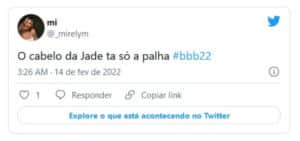 Internautas fizeram memes com o cabelo de Jade (Foto: Reprodução / Twitter) Internautas fizeram memes com o cabelo de Jade (Foto: Reprodução / Twitter)