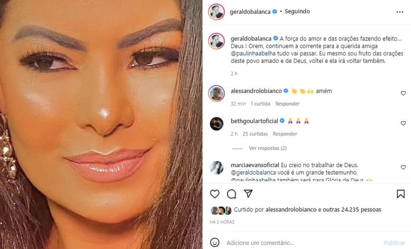 Geraldo Luís falou sobre o estado de saúde de Paulinha Abelha (Foto: Reprodução/ Instagram) Geraldo Luís falou sobre o estado de saúde de Paulinha Abelha (Foto: Reprodução/ Instagram)