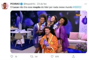 Roupão de Lucas não passou batido na web (Foto: Reprodução / Twitter) Roupão de Lucas não passou batido na web (Foto: Reprodução / Twitter)