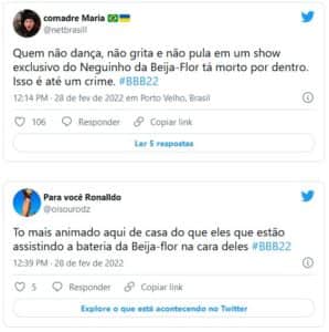 Internautas reagiram ao desânimo dos brothers do BBB22 com a festa de Carnaval (Foto: Reprodução / Globoplay) Internautas reagiram ao desânimo dos brothers do BBB22 com a festa de Carnaval (Foto: Reprodução / Globoplay)