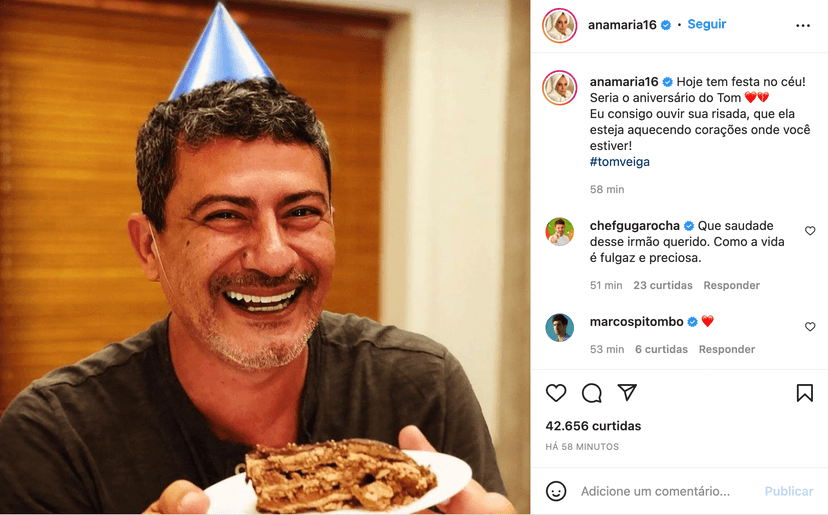Ana Maria Braga relembrou Tom Veiga no Instagram Ana Maria Braga relembrou Tom Veiga no Instagram