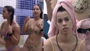 Brothers reclamaram da demora das sisters no banho e Larissa criticou Scooby (Foto: Reprodução / Globoplay) Brothers reclamaram da demora das sisters no banho e Larissa criticou Scooby (Foto: Reprodução / Globoplay)