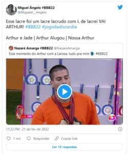 Web gostou do discurso de Arthur detonando Laís no BBB22 (Foto: Reprodução / Twitter) Web gostou do discurso de Arthur detonando Laís no BBB22 (Foto: Reprodução / Twitter)