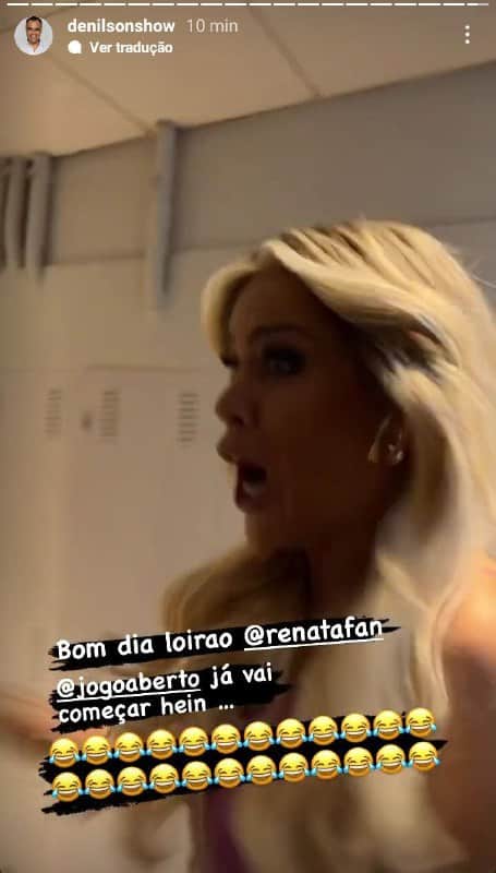 Denílson surpreendeu Renata Fan nos bastidores (Foto: Reprodução) Denílson surpreendeu Renata Fan nos bastidores (Foto: Reprodução)