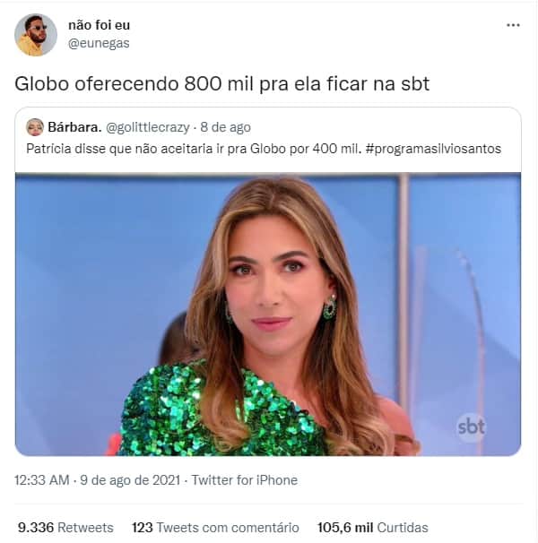 Publicação falando sobre Patríca Abravanel (Foto: Reprodução) Publicação falando sobre Patríca Abravanel (Foto: Reprodução)