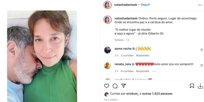 De acordo com Natasha Dantas, William Bonner é seu porto seguro (Reprodução) De acordo com Natasha Dantas, William Bonner é seu porto seguro (Reprodução)