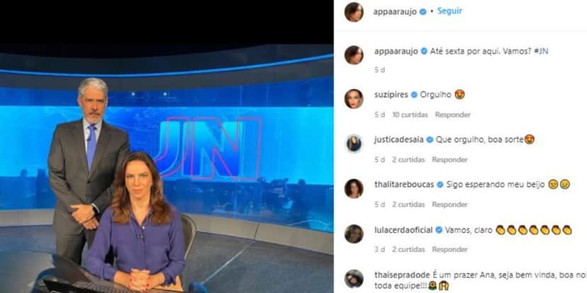 Ana Paula Araújo recebeu recado de Thalita Rebouças (Foto: Reprodução/Instagram) Ana Paula Araújo recebeu recado de Thalita Rebouças (Foto: Reprodução/Instagram)