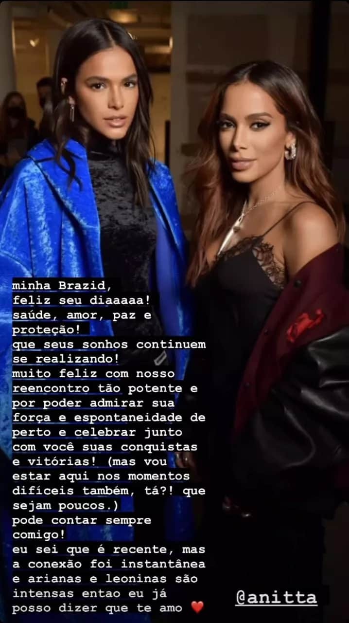 Bruna Marquezine se declarou para Anitta (Foto: Reprodução) Bruna Marquezine se declarou para Anitta (Foto: Reprodução)