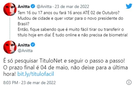 Anitta faz graça e incentiva mudança do presidente da república
