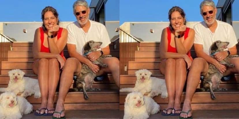 William Bonner e Natasha Dantas ao lado dos pets do casal - Foto: Reprodução William Bonner e Natasha Dantas ao lado dos pets do casal - Foto: Reprodução