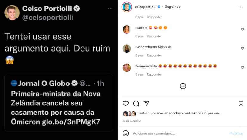 Celso Portiolli brinca com esposa (Foto: Reprodução) Celso Portiolli brinca com esposa (Foto: Reprodução)